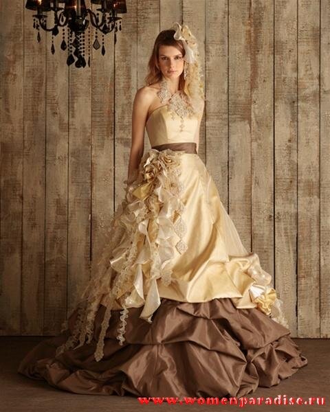 Шоколадное свадебное платье